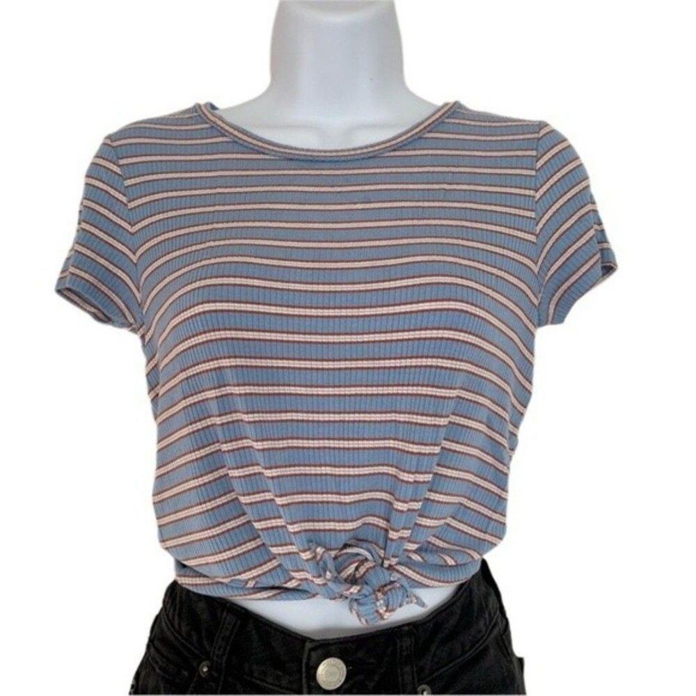 American Eagle striped knot-front tee size XS